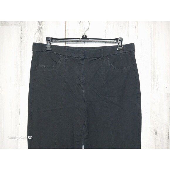 Isaac Mizrahi Live Boot Cut Fly Front Pants 16 Black Stretch Slacks - Picture 3 of 6